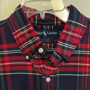 Ralph Lauren The Big Shirt - red plaid long sleeve button down polo
